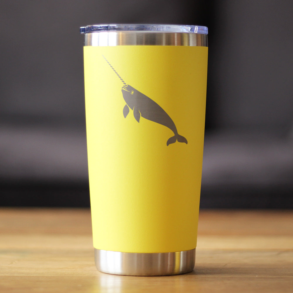 Narwhal Insulated Coffee Tumbler with Sliding Lid Cute Narwhal Gifts 20oz Stainless Steel Tumbler