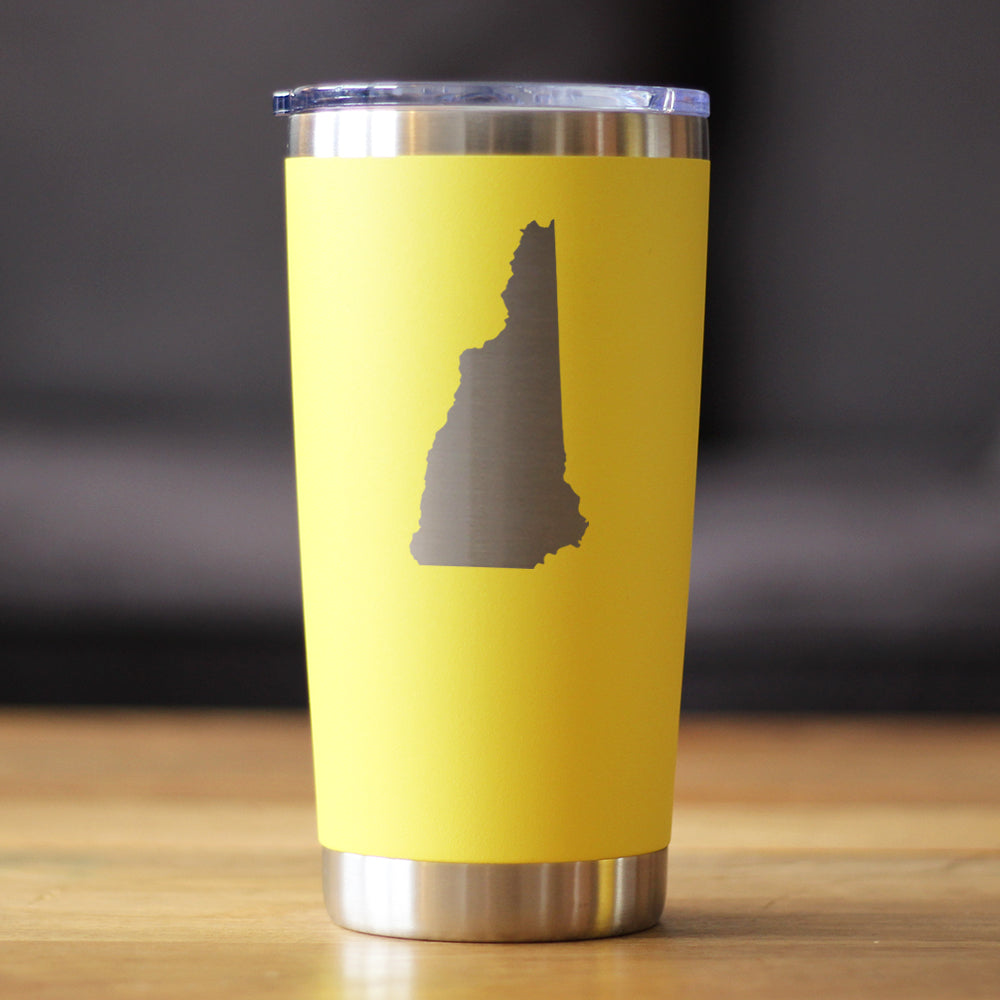 New Hampshire State Outline - Insulated Coffee Tumbler Cup with Sliding Lid - Stainless Steel Travel Mug - New Hampshire Gifts for Women and Men