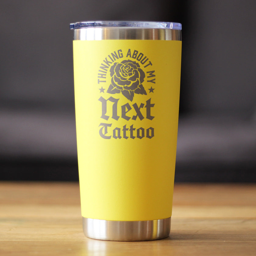 Next Tattoo Insulated Coffee Tumbler with Sliding Lid Gifts for Tattoo Artist 20oz Stainless Steel Tumbler