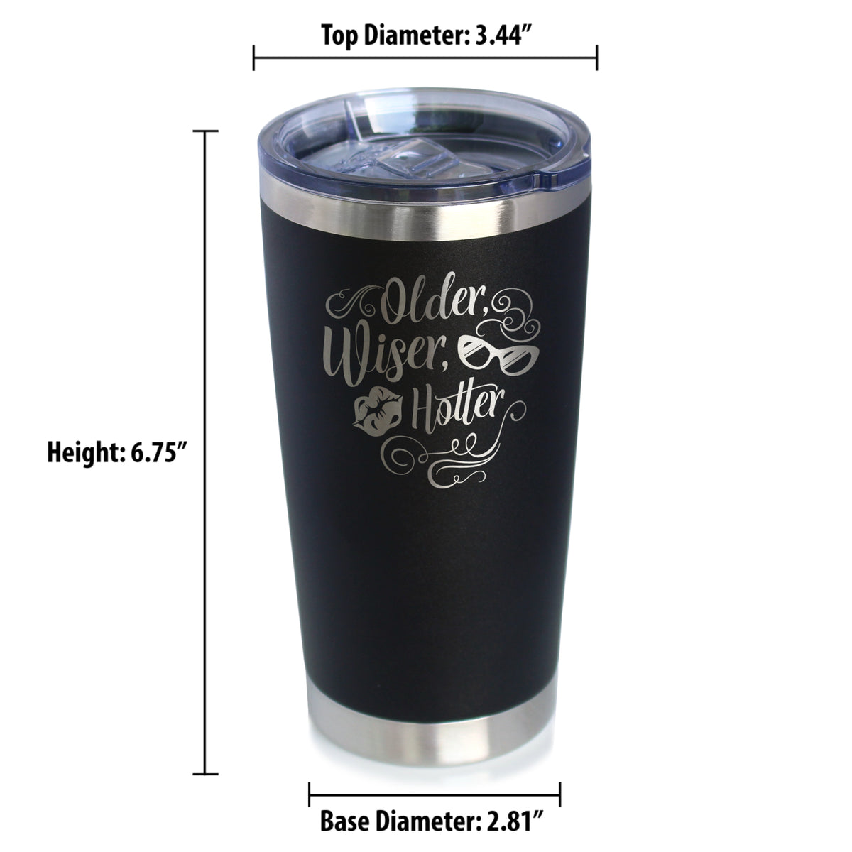 Older Wiser Hotter Insulated Coffee Tumbler with Sliding Lid Funny Birthday Gifts for Women 20oz Stainless Steel Tumbler