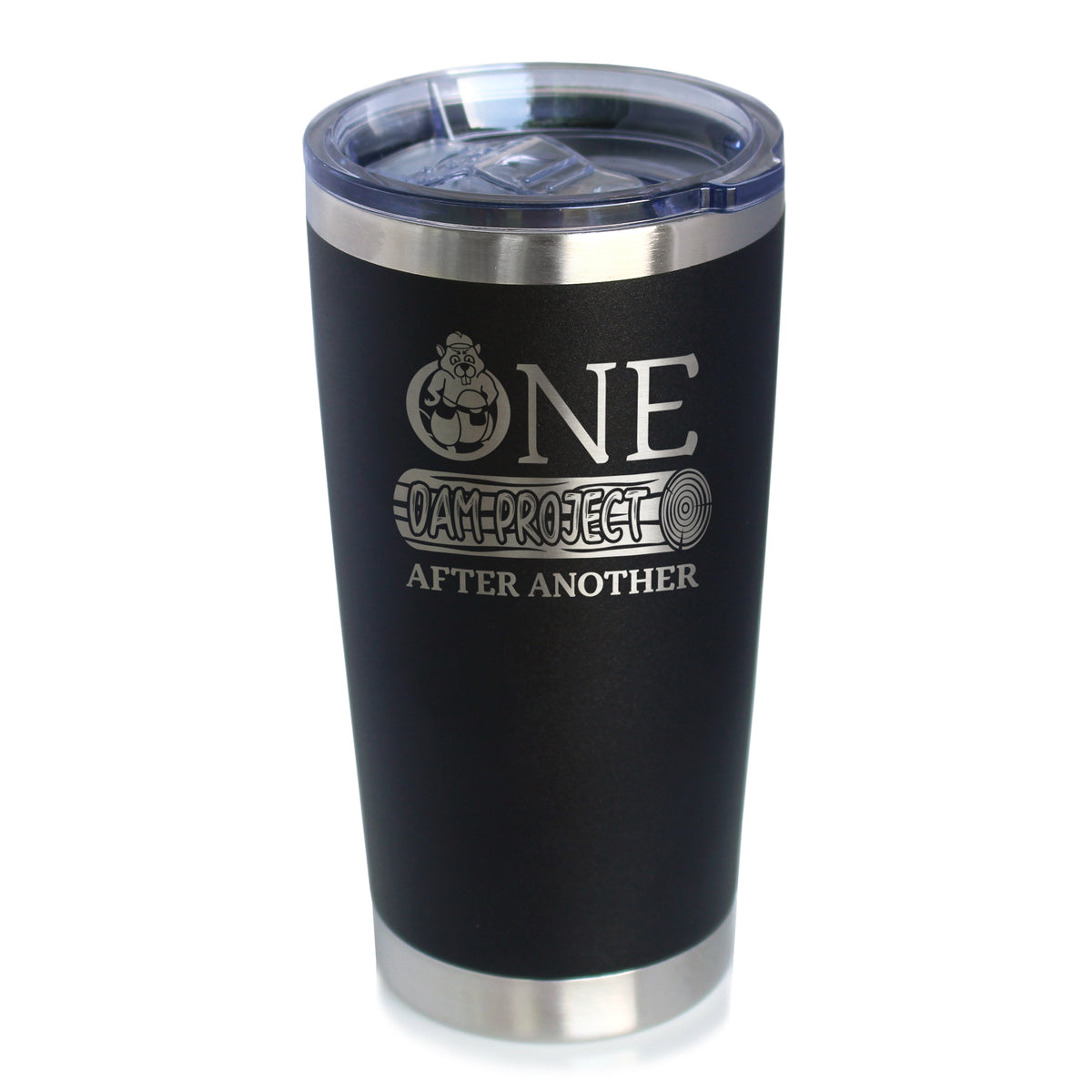 One Dam Project - Insulated Coffee Tumbler Cup with Sliding Lid - Stainless Steel Insulated Mug - Funny Handyman Gifts for Construction Workers