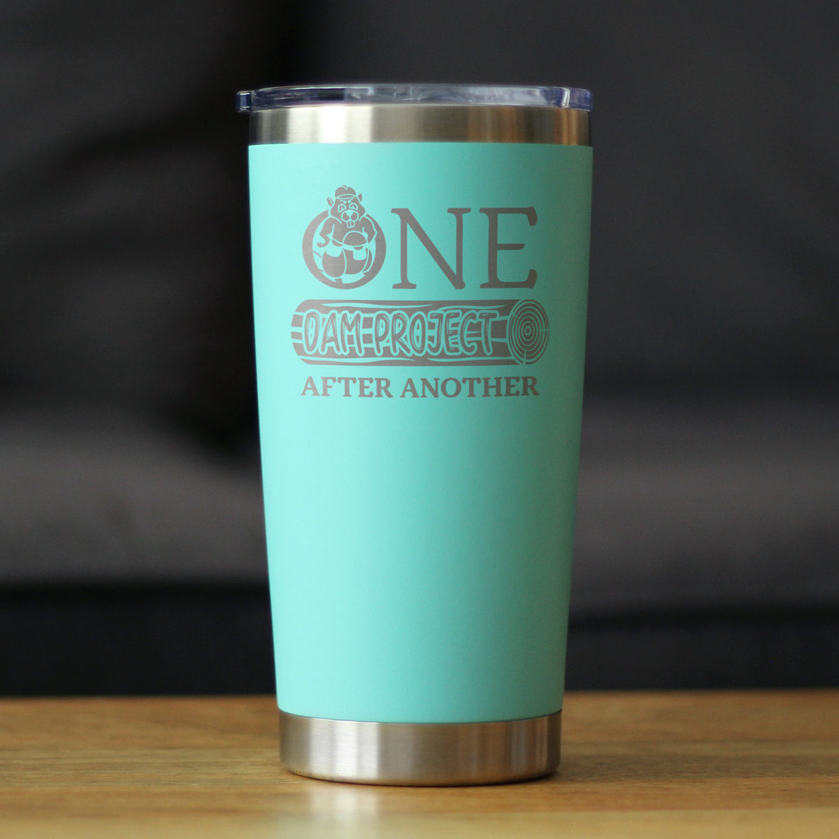 One Dam Project - Insulated Coffee Tumbler Cup with Sliding Lid - Stainless Steel Insulated Mug - Funny Handyman Gifts for Construction Workers