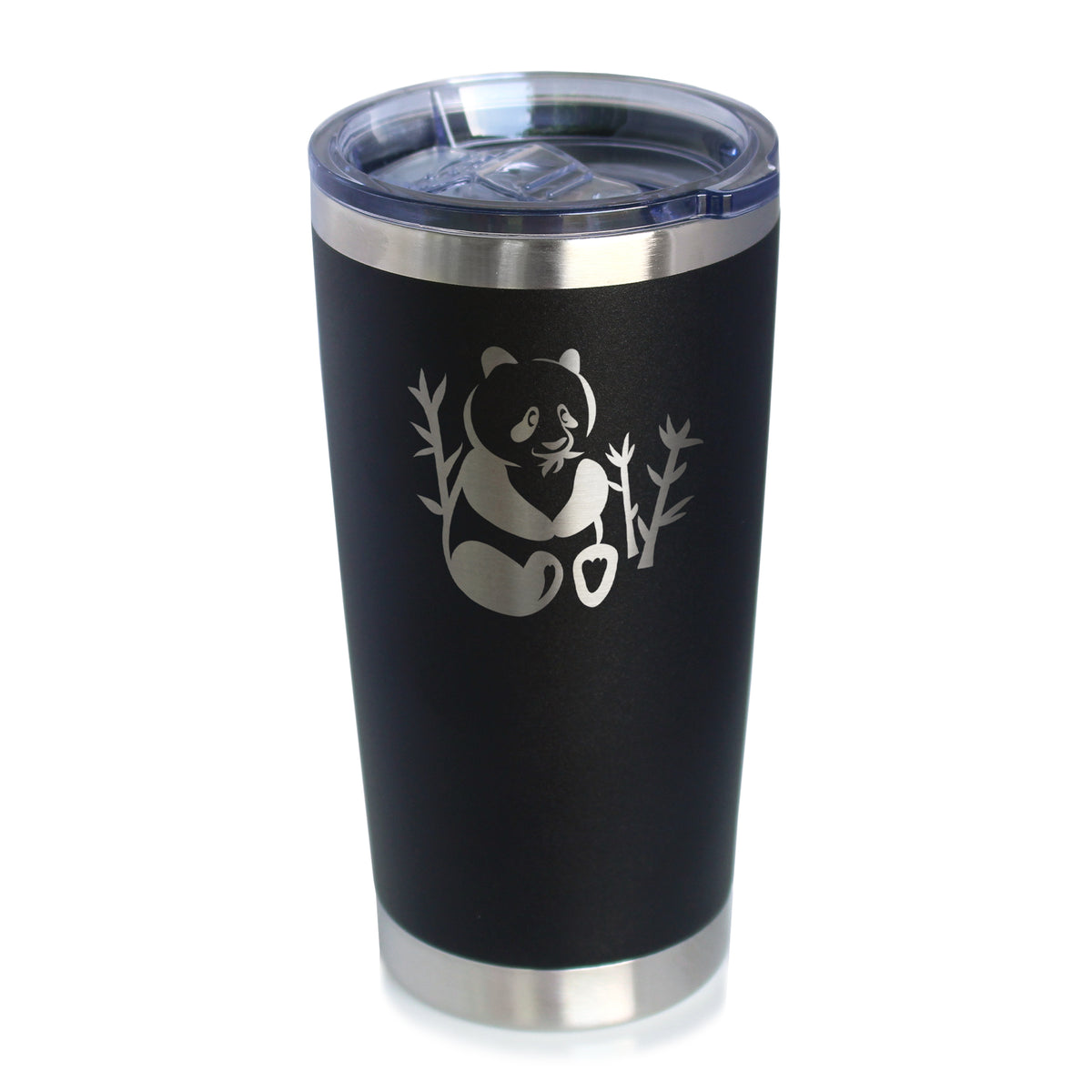 Panda - Insulated Coffee Tumbler Cup with Sliding Lid - Stainless Steel Travel Mug - Unique Panda Bear Gifts for Women and Men