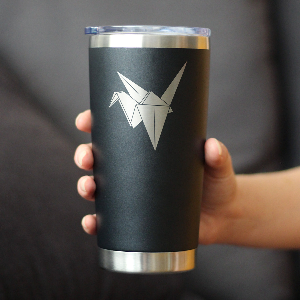 Origami Paper Crane Insulated Coffee Tumbler with Sliding Lid Japanese Decor and Gifts 20oz Stainless Steel Tumbler