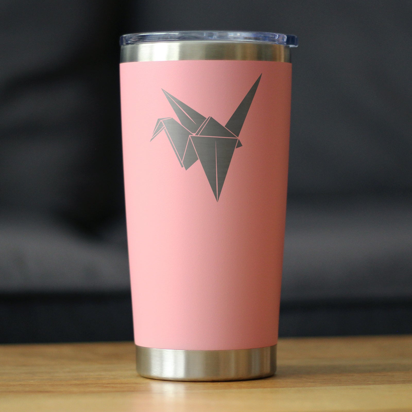 Origami Paper Crane Insulated Coffee Tumbler with Sliding Lid Japanese Decor and Gifts 20oz Stainless Steel Tumbler