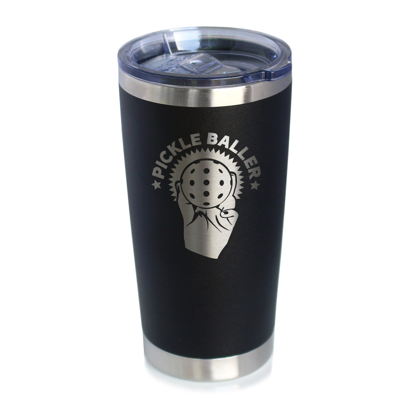 Pickleballer - Insulated Coffee Tumbler Cup with Sliding Lid - Stainless Steel Travel Mug - Fun Pickleball Gifts for Women and Men