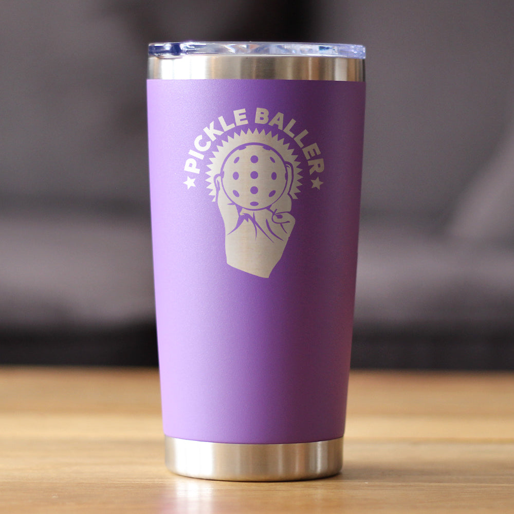 Pickleballer - Insulated Coffee Tumbler Cup with Sliding Lid - Stainless Steel Travel Mug - Fun Pickleball Gifts for Women and Men