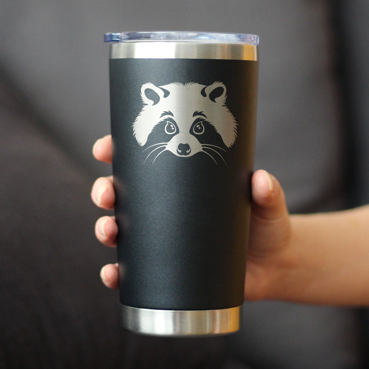 Raccoon Face - Insulated Coffee Tumbler Cup with Sliding Lid - Stainless Steel Insulated Mug - Cute Raccoon Gifts for Animal Lovers