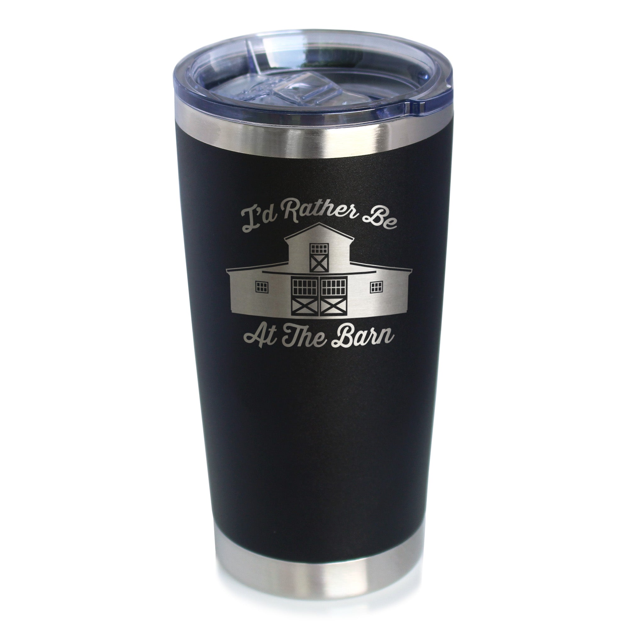 Rather Be At Barn - Insulated Coffee Tumbler Cup with Sliding Lid - Stainless Steel Insulated Mug - Farmhouse Gifts & Decor