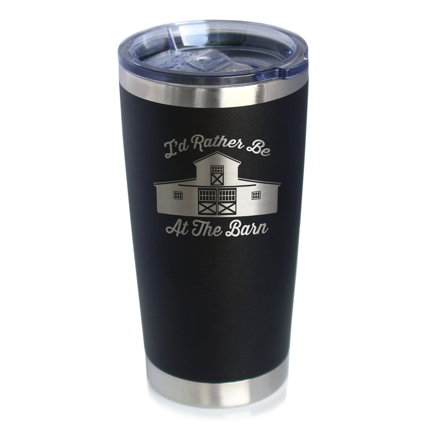 Rather Be At Barn - Insulated Coffee Tumbler Cup with Sliding Lid - Stainless Steel Insulated Mug - Farmhouse Gifts & Decor