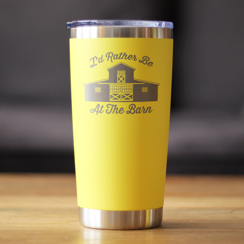 Rather Be At Barn - Insulated Coffee Tumbler Cup with Sliding Lid - Stainless Steel Insulated Mug - Farmhouse Gifts &amp; Decor