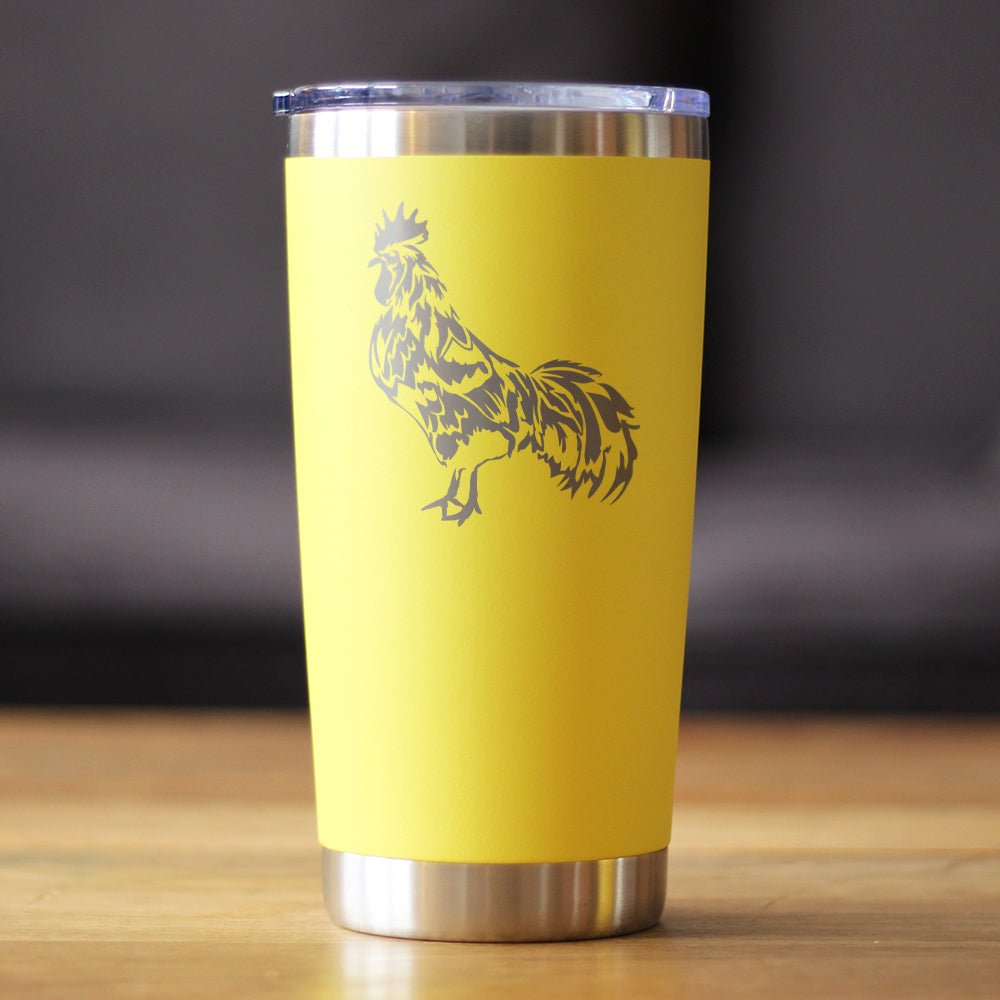 Rooster - Insulated Coffee Tumbler Cup with Sliding Lid - Stainless Steel Travel Mug - Chicken Gifts and Farm Décor for Women and Men