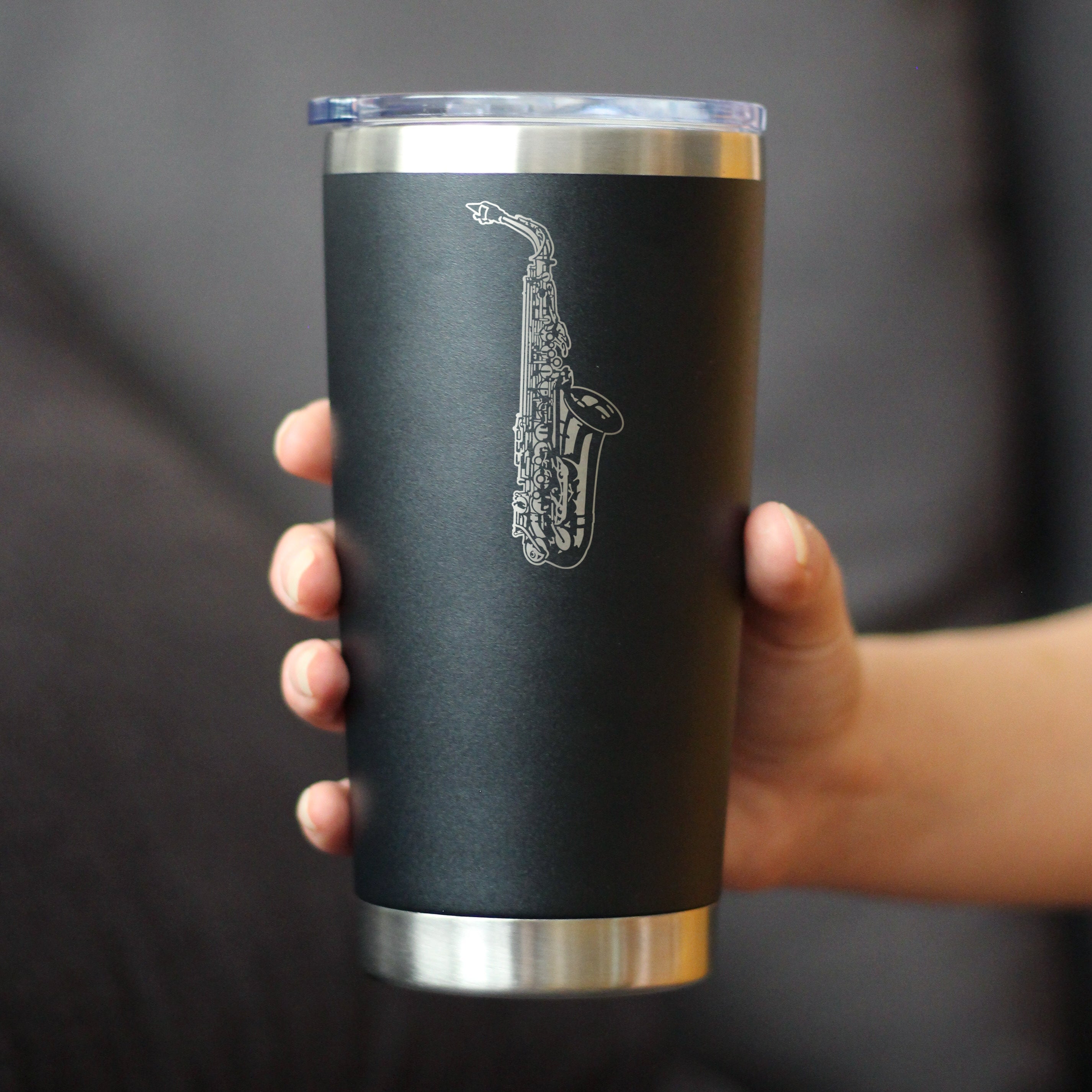 Saxophone Insulated Coffee Tumbler with Sliding Lid Gifts for Musicians 20oz Stainless Steel Tumbler