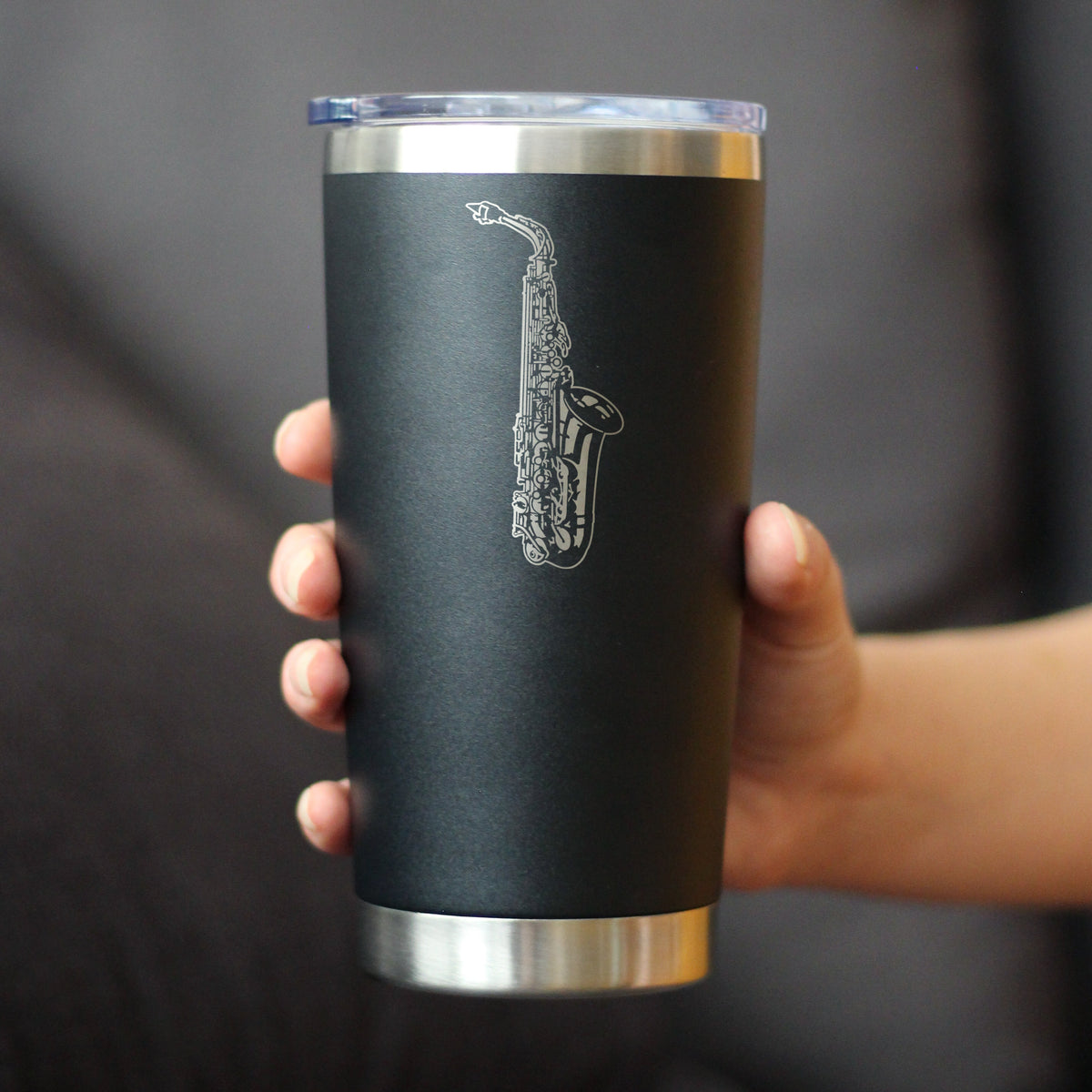 Saxophone Insulated Coffee Tumbler with Sliding Lid Gifts for Musicians 20oz Stainless Steel Tumbler