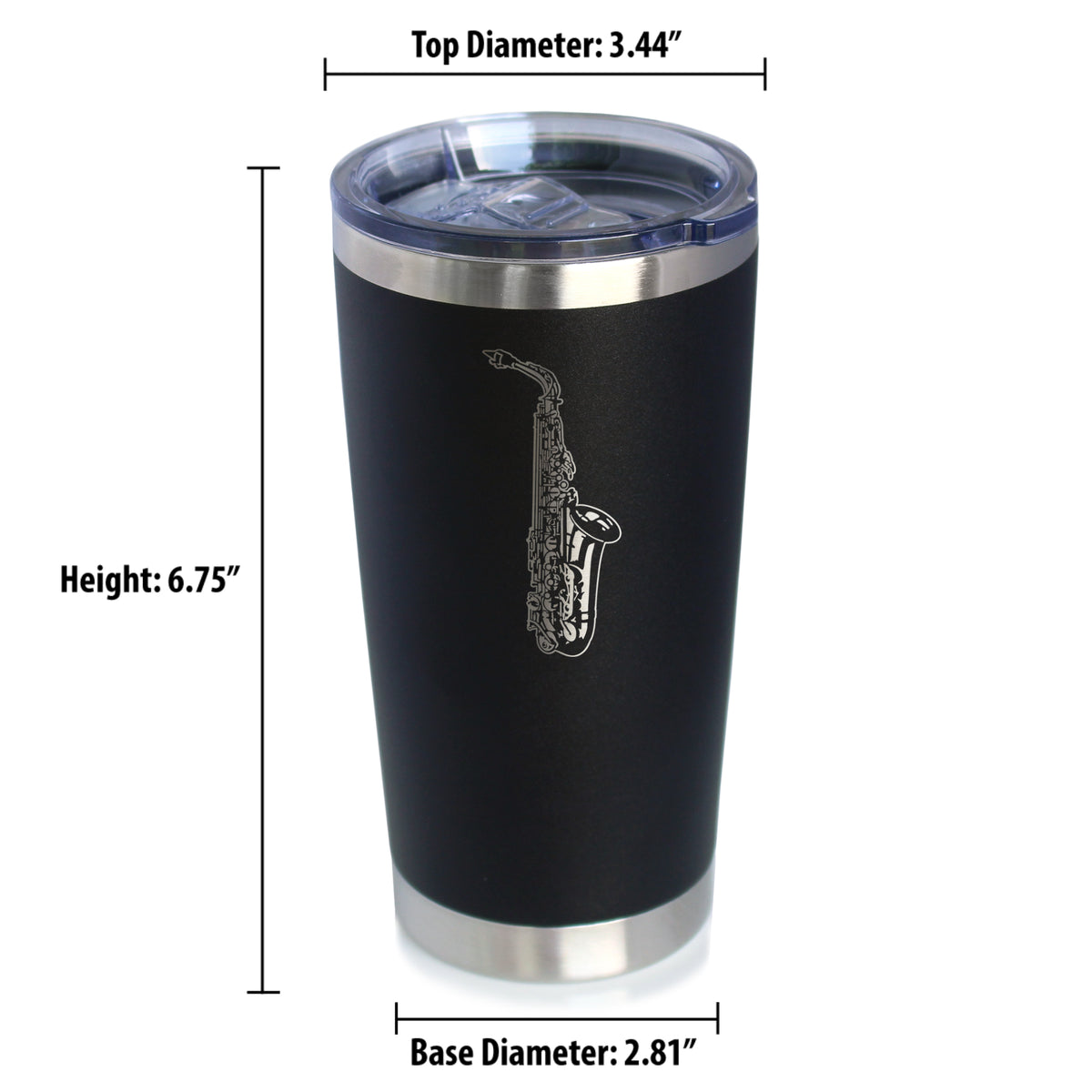 Saxophone Insulated Coffee Tumbler with Sliding Lid Gifts for Musicians 20oz Stainless Steel Tumbler