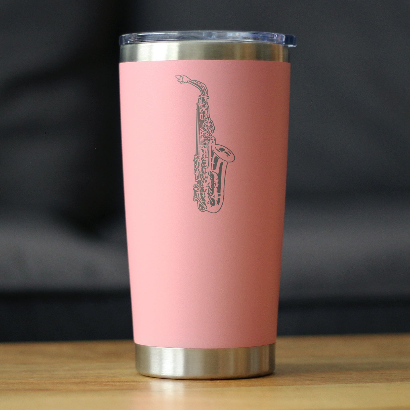 Saxophone Insulated Coffee Tumbler with Sliding Lid Gifts for Musicians 20oz Stainless Steel Tumbler