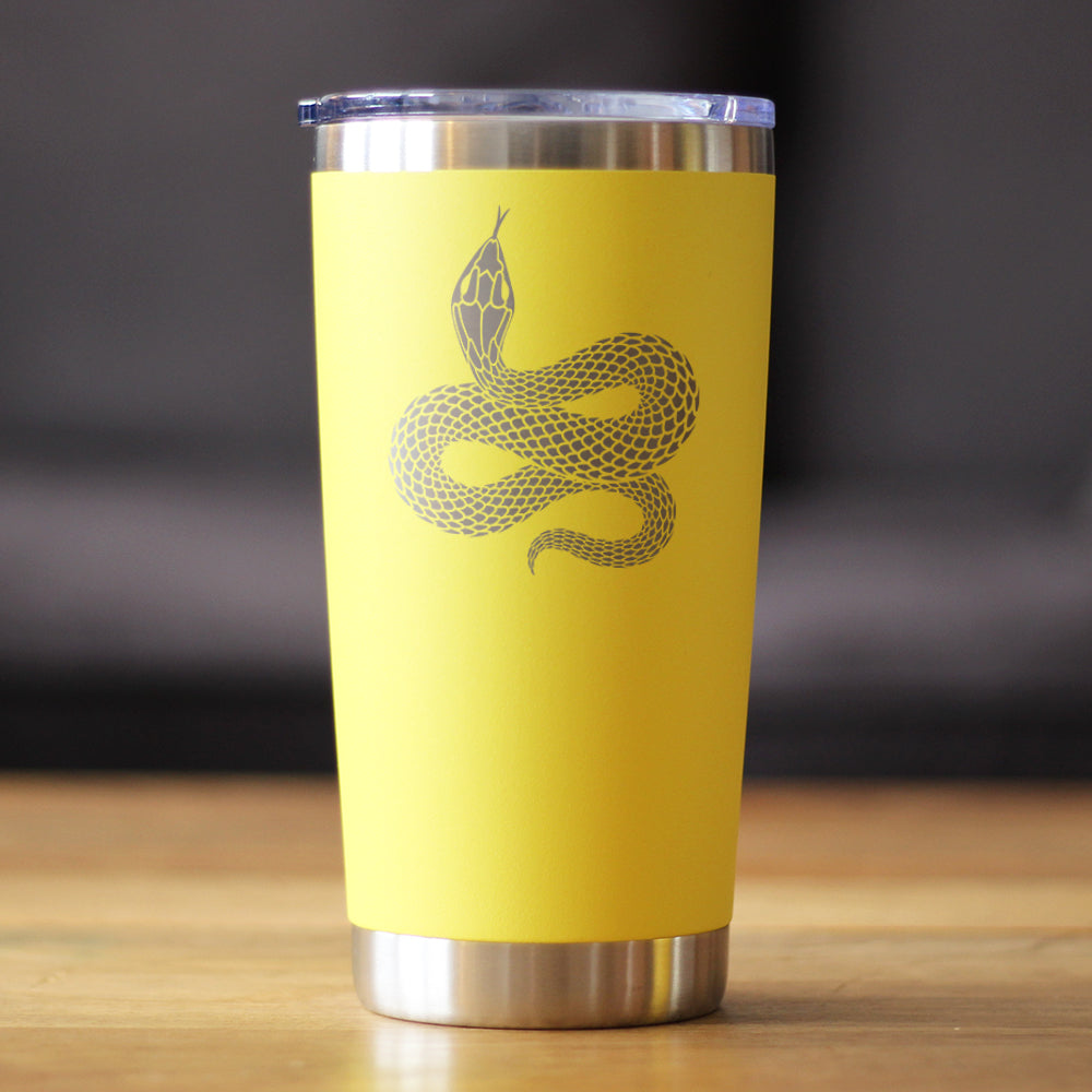 Snake - Insulated Coffee Tumbler with Sliding Lid - Reptile Decor and Gifts for Snake Lovers - 20oz Stainless Steel Tumbler