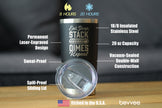 Stack Dimes - Insulated Coffee Tumbler Cup with Sliding Lid - Stainless Steel Insulated Mug - Unique Gifts for Welders