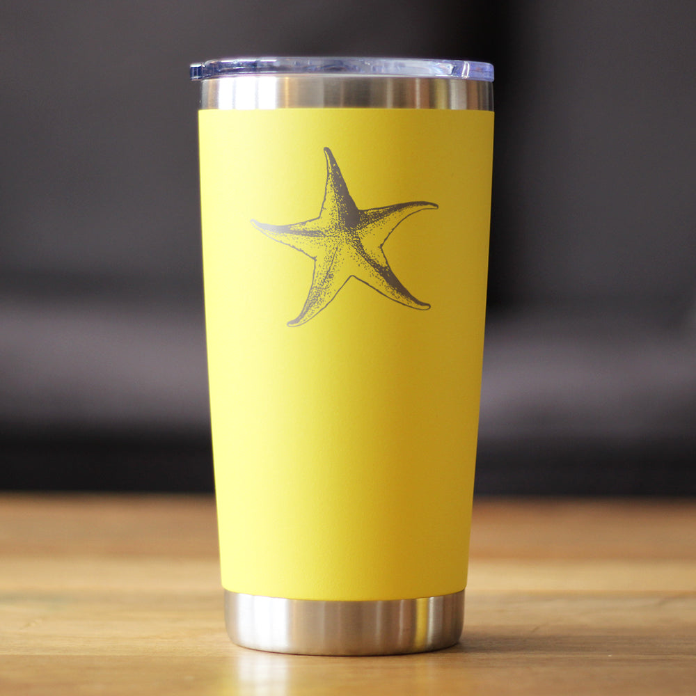 Starfish - Insulated Coffee Tumbler Cup with Sliding Lid - Stainless Steel Travel Mug - Unique Ocean Gifts for Women and Men