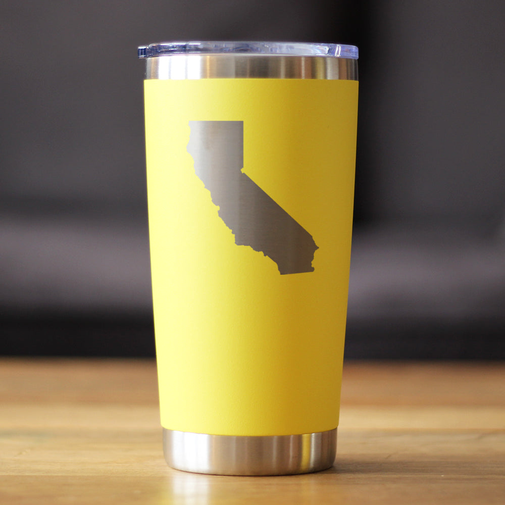 California State Outline - Insulated Coffee Tumbler Cup with Sliding Lid - Stainless Steel Travel Mug - California Gifts for Women and Men Californians
