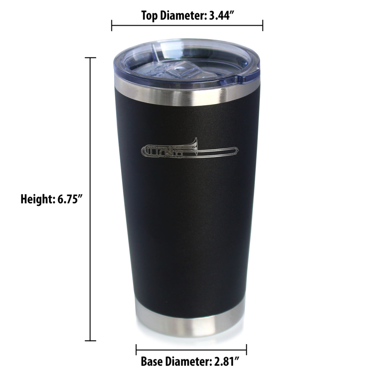 Trombone Insulated Coffee Tumbler with Sliding Lid Gifts for Musicians 20oz Stainless Steel Tumbler