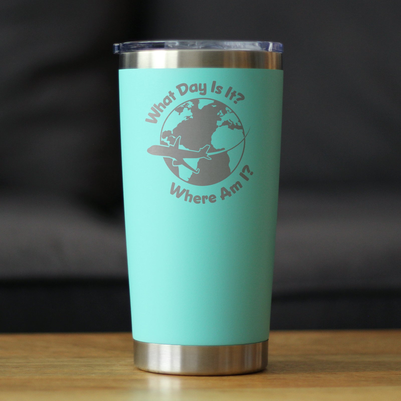 What Day Is It - Insulated Coffee Tumbler Cup with Sliding Lid - Stainless Steel Insulated Mug - Funny Flight Attendant Gifts for Flight Attendants & Pilots