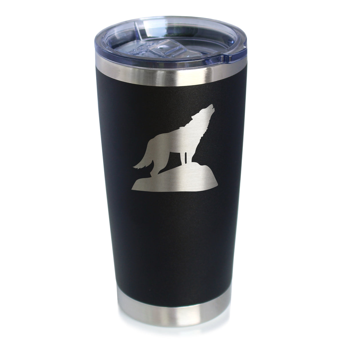 Wolf Silhouette - Insulated Coffee Tumbler Cup with Sliding Lid - Stainless Steel Travel Mug - Wolf Gifts for Women and Men