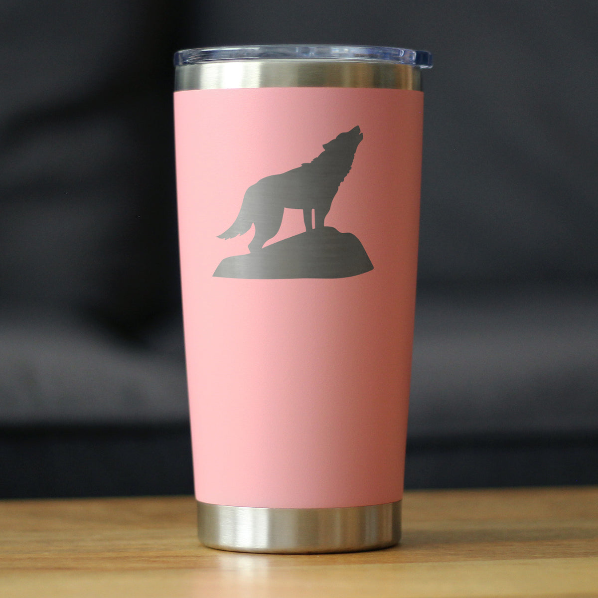 Wolf Silhouette - Insulated Coffee Tumbler Cup with Sliding Lid - Stainless Steel Travel Mug - Wolf Gifts for Women and Men