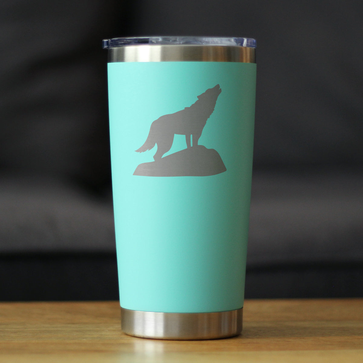 Wolf Silhouette - Insulated Coffee Tumbler Cup with Sliding Lid - Stainless Steel Travel Mug - Wolf Gifts for Women and Men