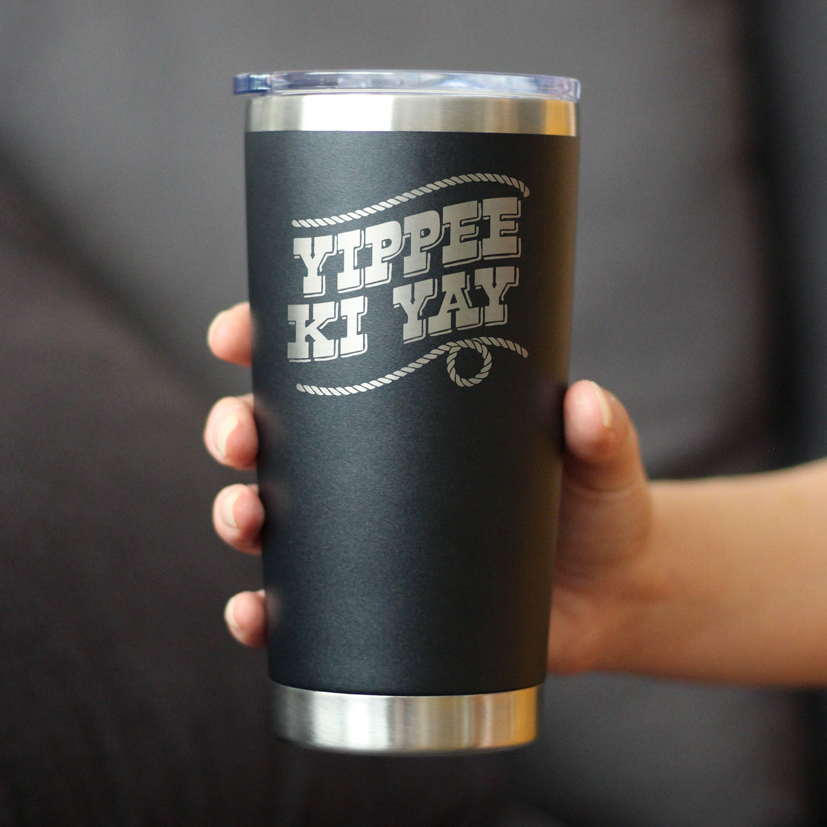 Yippee Ki Yay Insulated Coffee Tumbler with Sliding Lid Country Western Home Decor 20oz Stainless Steel Tumbler
