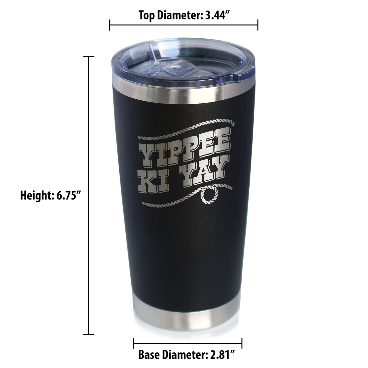 Yippee Ki Yay Insulated Coffee Tumbler with Sliding Lid Country Western Home Decor 20oz Stainless Steel Tumbler