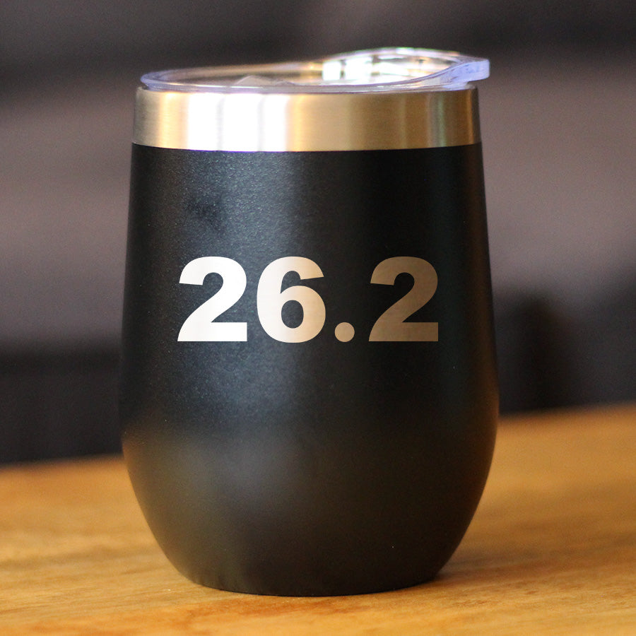 26.2 Marathon - Wine Tumbler Cup with Sliding Lid - Stainless Steel Insulated Mug - Gifts for Marathon Runners Men &amp; Women