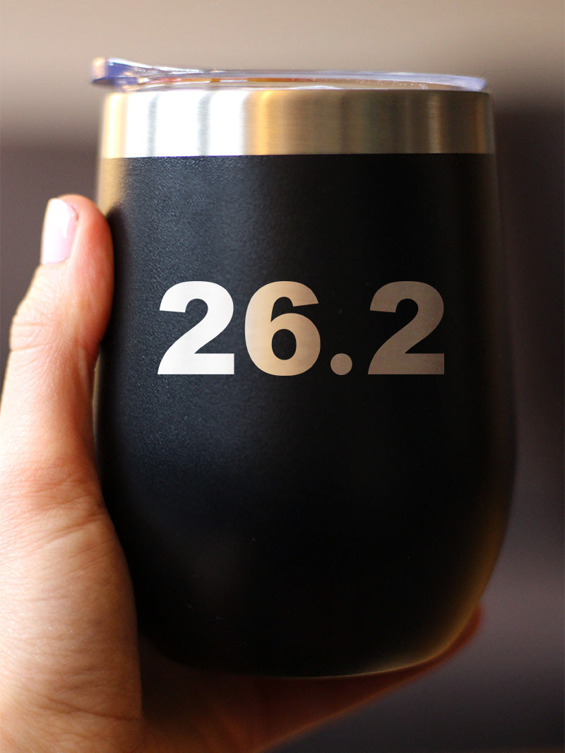 26.2 Marathon - Wine Tumbler Cup with Sliding Lid - Stainless Steel Insulated Mug - Gifts for Marathon Runners Men &amp; Women