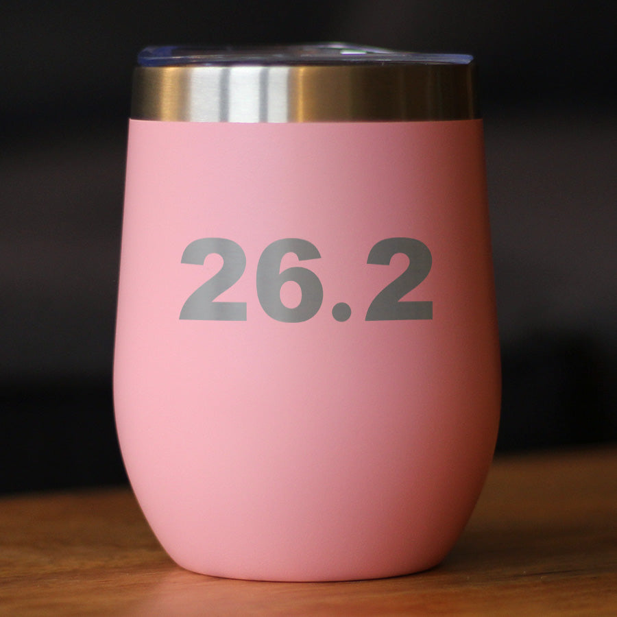 26.2 Marathon - Wine Tumbler Cup with Sliding Lid - Stainless Steel Insulated Mug - Gifts for Marathon Runners Men &amp; Women