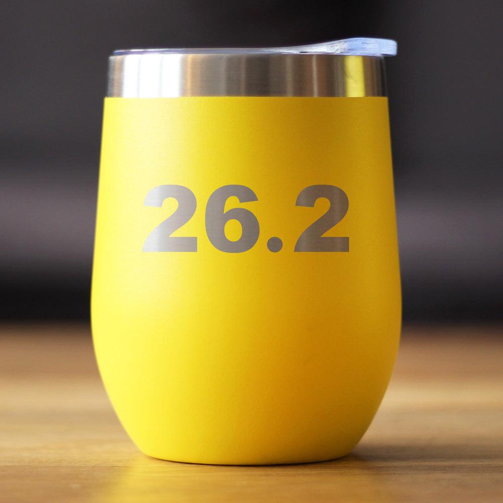 26.2 Marathon - Wine Tumbler Cup with Sliding Lid - Stainless Steel Insulated Mug - Gifts for Marathon Runners Men &amp; Women