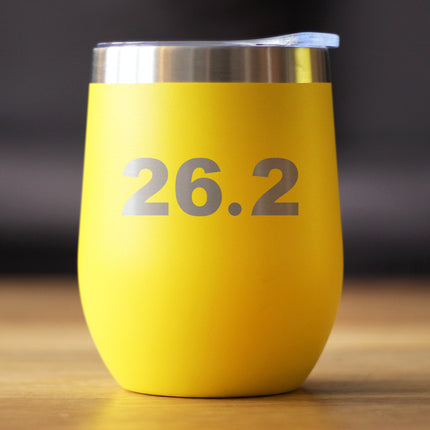 26.2 Marathon - Wine Tumbler Cup with Sliding Lid - Stainless Steel Insulated Mug - Gifts for Marathon Runners Men & Women