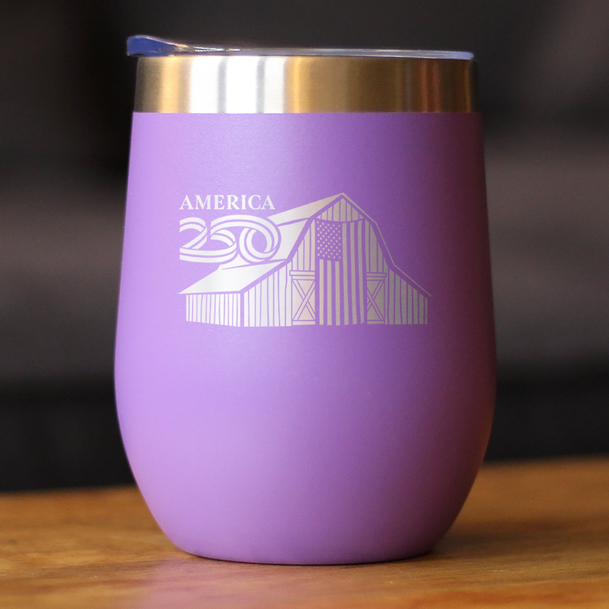 America 250 Homestead Barn Insulated Wine Tumbler with Sliding Lid America250 Official for 250th Anniversary of the USA 12oz Stainless Steel Tumbler