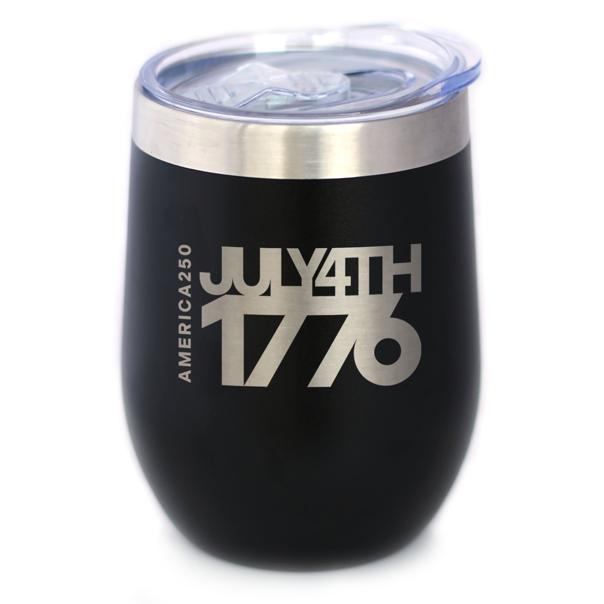 America 250 July 4 1776 Insulated Wine Tumbler with Sliding Lid America250 Official for 250th Anniversary of the USA 12oz Stainless Steel Tumbler