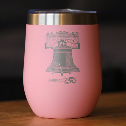 America 250 Liberty Bell Insulated Wine Tumbler with Sliding Lid America250 Official for 250th Anniversary of the USA 12oz Stainless Steel Tumbler