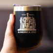 America 250 Lincoln Memorial Insulated Wine Tumbler with Sliding Lid America250 Official for 250th Anniversary of the USA 12oz Stainless Steel Tumbler