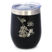 American 250 Raising the Flag on Iwo Jima Insulated Wine Tumbler with Sliding Lid America250 Official for 250th Anniversary of the USA 12oz Stainless Steel Tumbler