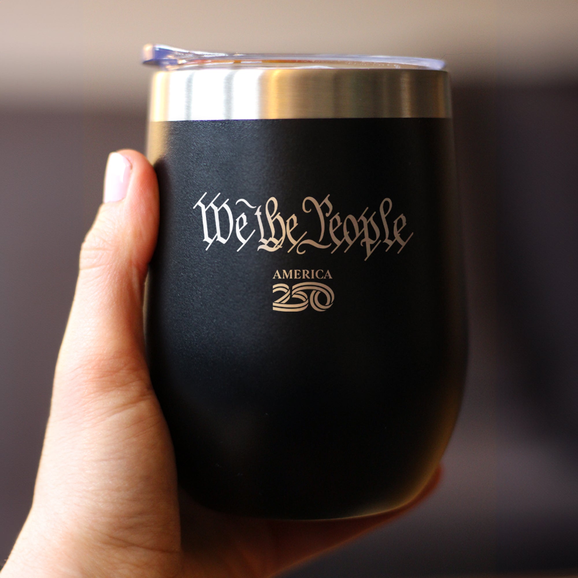 America 250 We the People Insulated Wine Tumbler with Sliding Lid America250 Official for 250th Anniversary of the USA 12oz Stainless Steel Tumbler