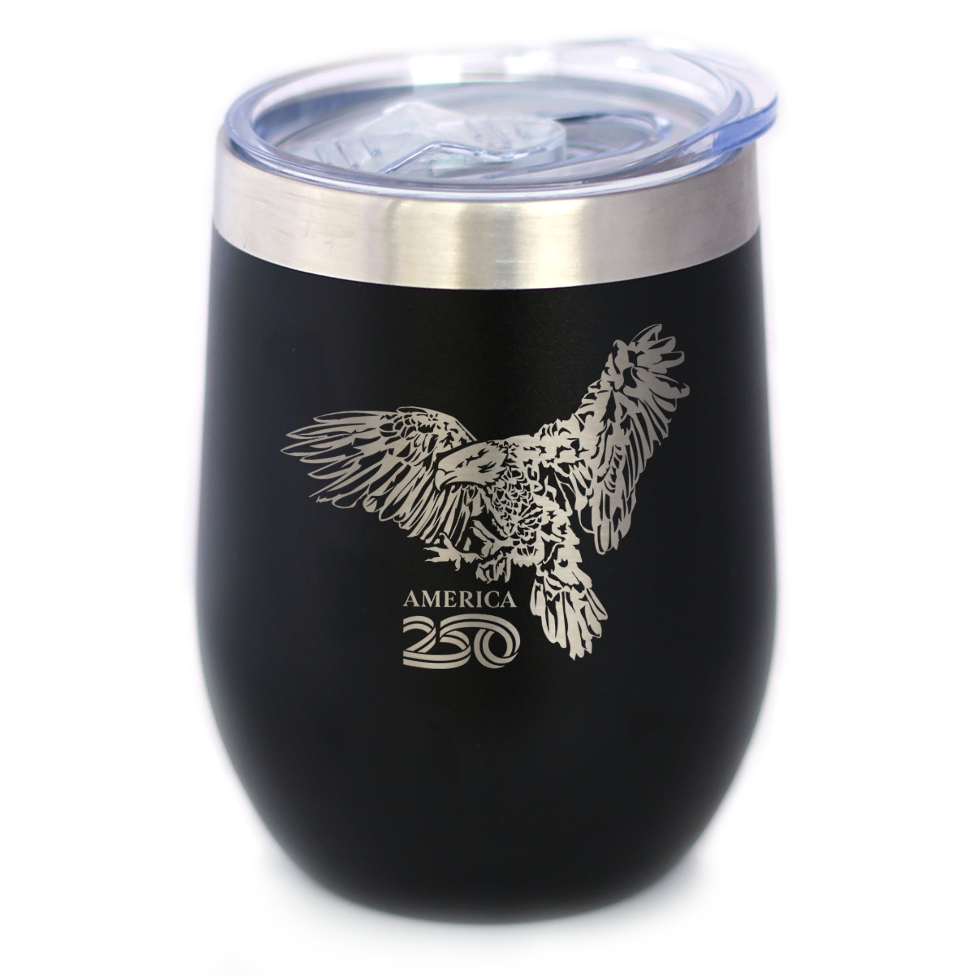 America 250 Bald Eagle Insulated Wine Tumbler with Sliding Lid America250 Official for 250th Anniversary of the USA 12oz Stainless Steel Tumbler