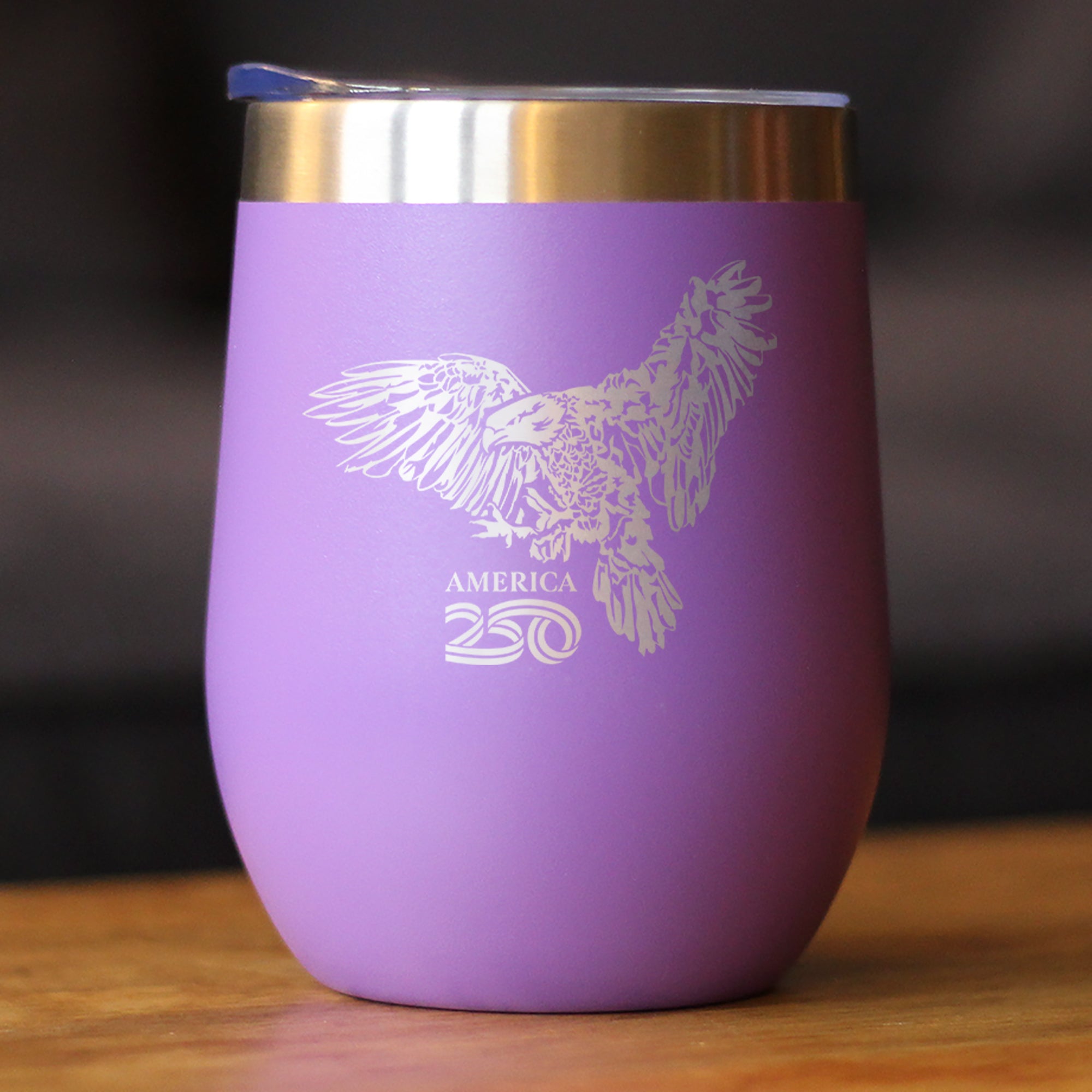 America 250 Bald Eagle Insulated Wine Tumbler with Sliding Lid America250 Official for 250th Anniversary of the USA 12oz Stainless Steel Tumbler