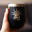 America 250 Statue of Liberty Profile Insulated Wine Tumbler with Sliding Lid America250 Official for 250th Anniversary of the USA 12oz Stainless Steel Tumbler