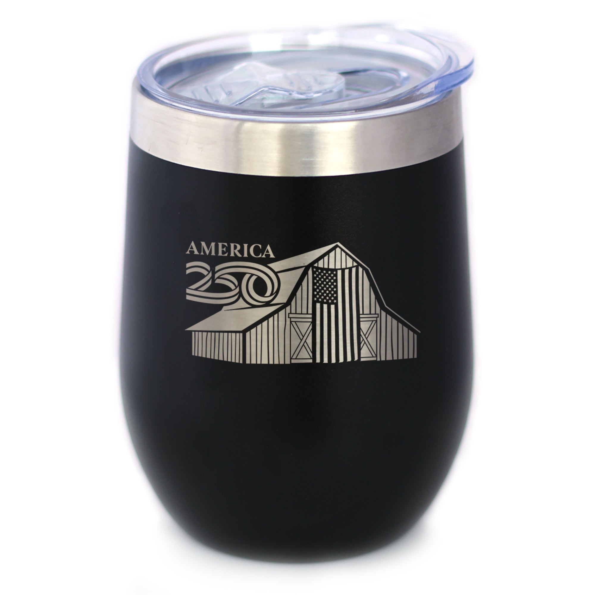 America 250 Homestead Barn Insulated Wine Tumbler with Sliding Lid America250 Official for 250th Anniversary of the USA 12oz Stainless Steel Tumbler