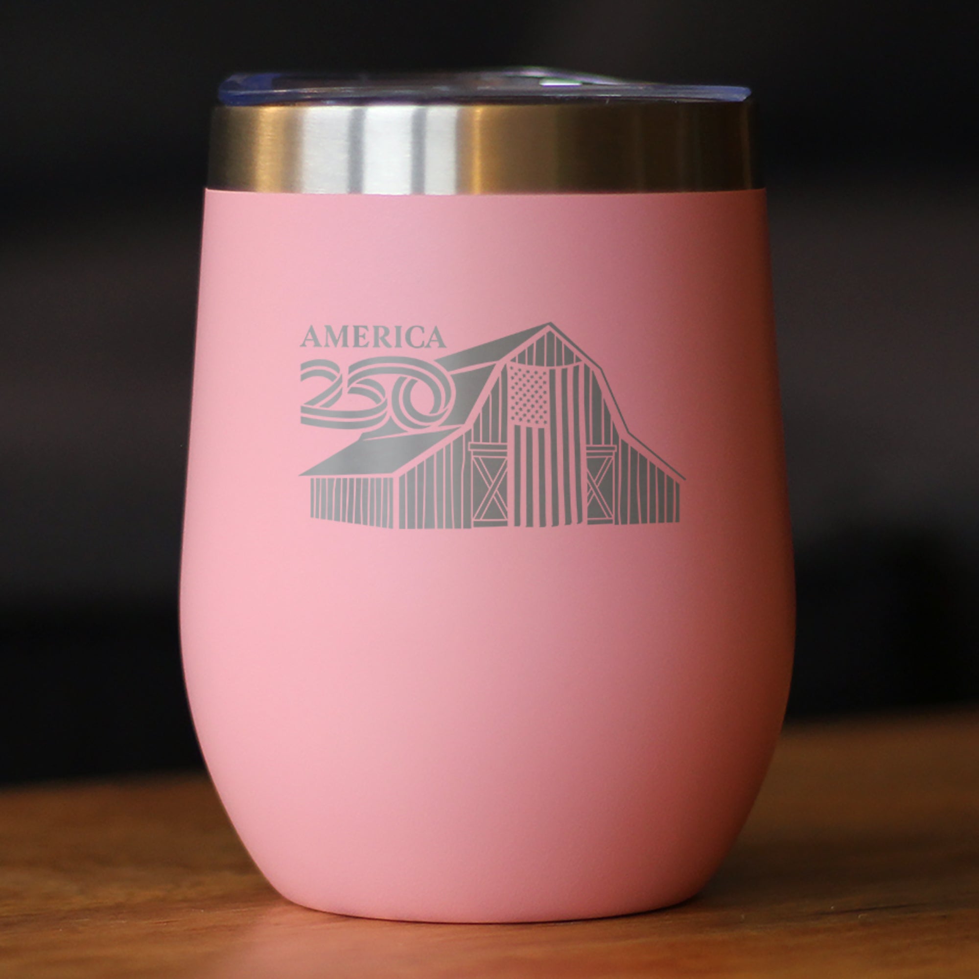 America 250 Homestead Barn Insulated Wine Tumbler with Sliding Lid America250 Official for 250th Anniversary of the USA 12oz Stainless Steel Tumbler