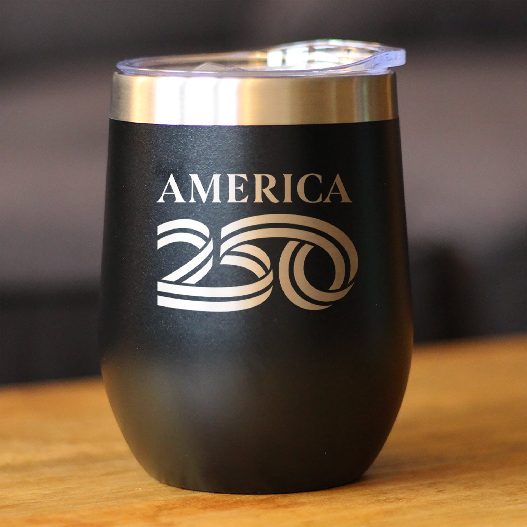America 250 Logo Insulated Wine Tumbler with Sliding Lid America250 Official for 250th Anniversary of the USA 12oz Stainless Steel Tumbler