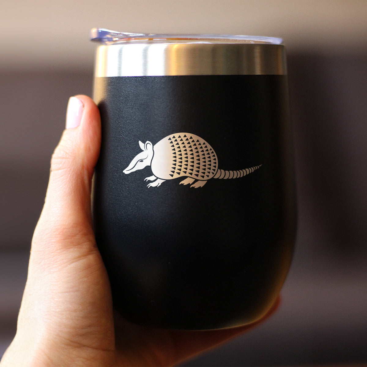 Armadillo Insulated Wine Tumbler with Sliding Lid Texas Gifts and Souvenirs 12oz Stainless Steel Tumbler