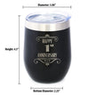 Happy 1st Anniversary Gifts Insulated Wine Tumbler with Sliding Lid 1 Year Anniversary Art Deco Party Decor 12oz Stainless Steel Tumbler